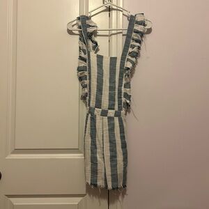 blue and white romper